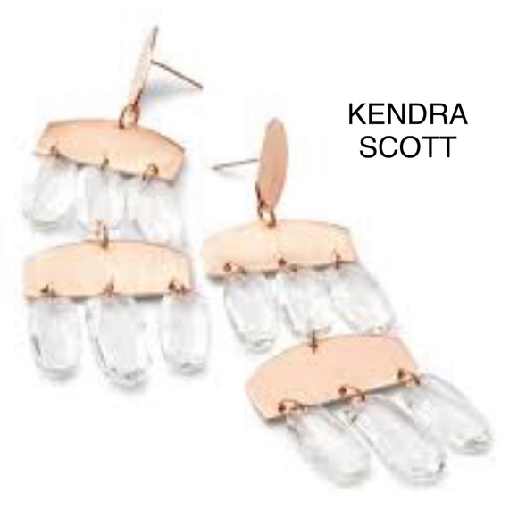 Kendra Scott Jewelry - NWT Kendra Scott RARE & Emmet Earrings Rose Gold & Sparkly Crystal Amazing GORG!